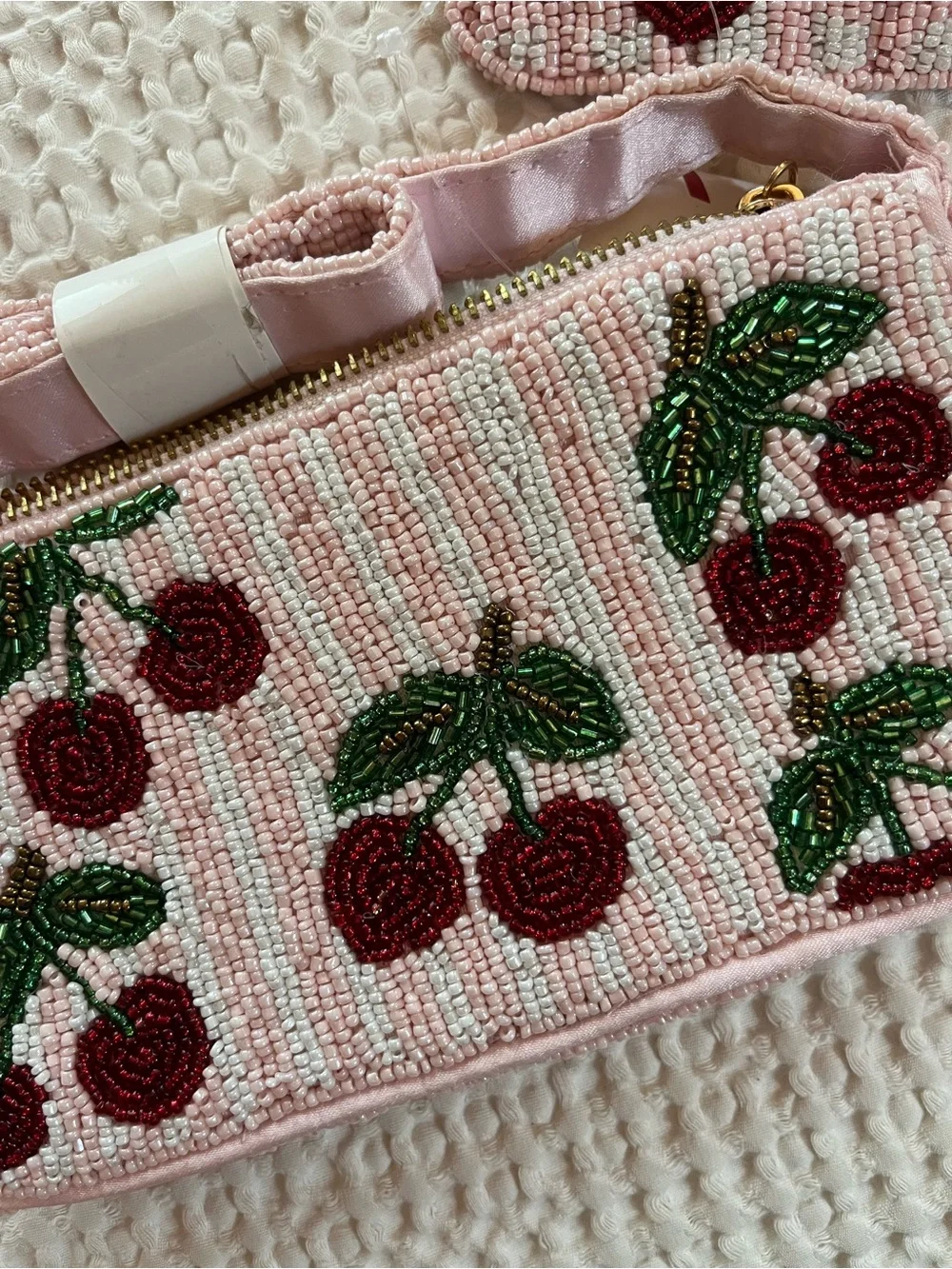 Sincerely Jules Pink Beaded Cherry purse and Coin Purse Set